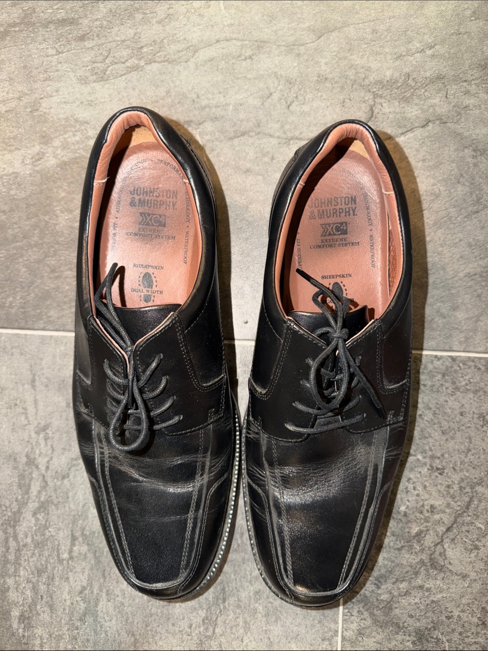 Johnston & Murphy Black Leather Lace-Up Oxfords